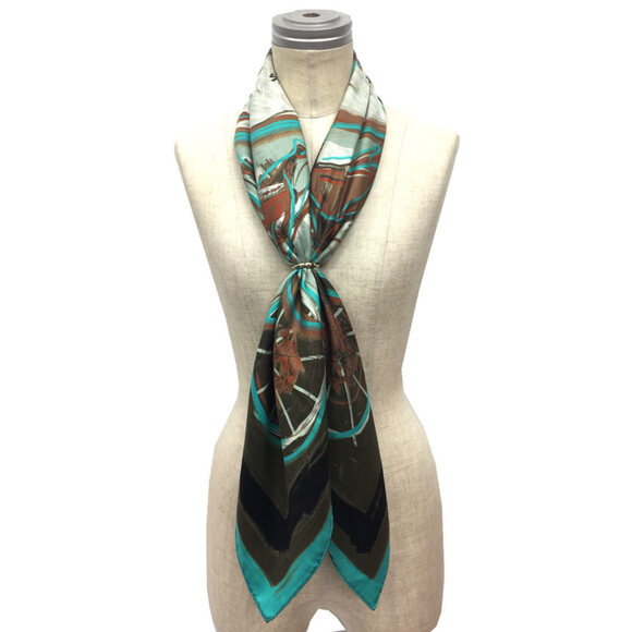 HERMES Authentic Blue Silk Scarf - Picture 2 of 3